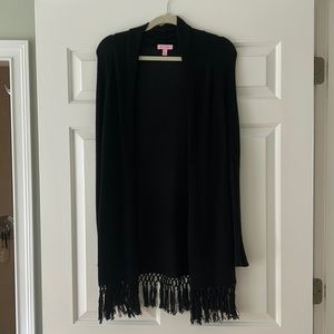 Black Lily Pulitzer fringed cardigan sweater